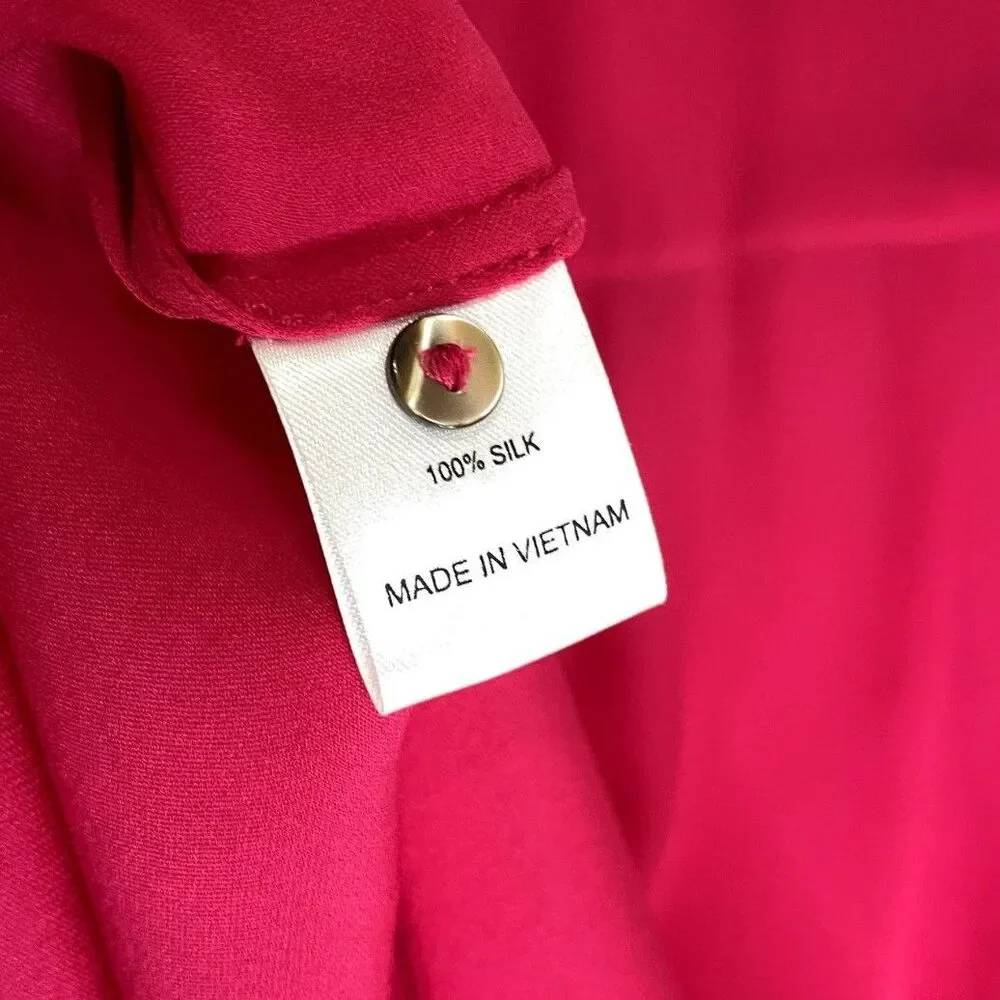 NWT Zoa New York Long Sleeve V-neck Silk Blouse in Cherry - Size Small - Picture 7 of 7